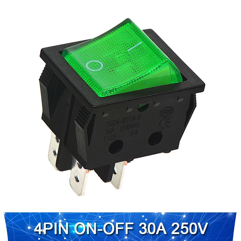 KCD4 Rocker switch ship type switch rocker power button 4/6PIN red light green light 31x25mm16A/30A 250v ON-OFF/ON-OFF-ON