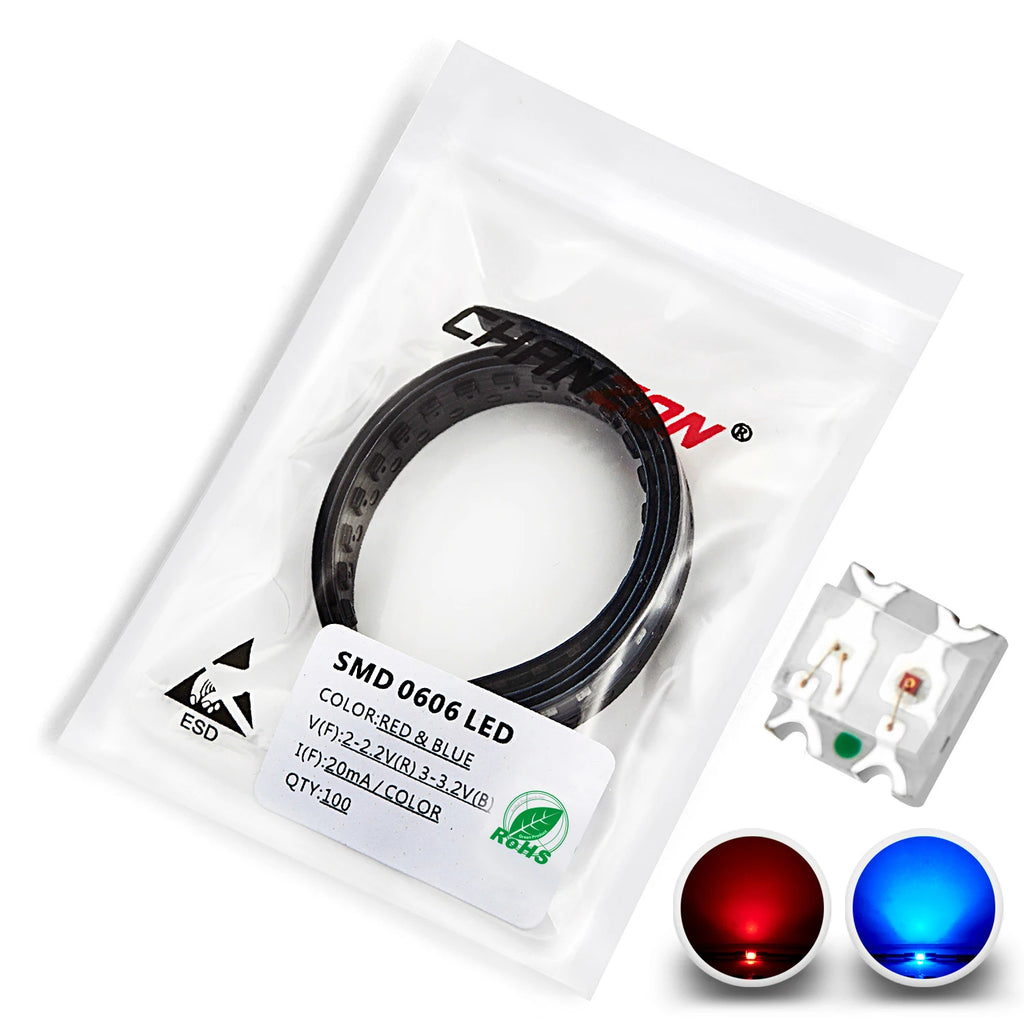 100pcs 0603 (0606) SMD LED Emitting Diode Lamp Chip Light Beads Red Green Yellow Blue Bicolor Common Anode Micro PCB Circuit SMT