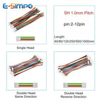 10PC SH 1.0mm Single/Double Plug Connector with Wire 60/80/120-1000mm Cable 2 3 4 5-12 Pin Jumper Line SH1.0 SHR