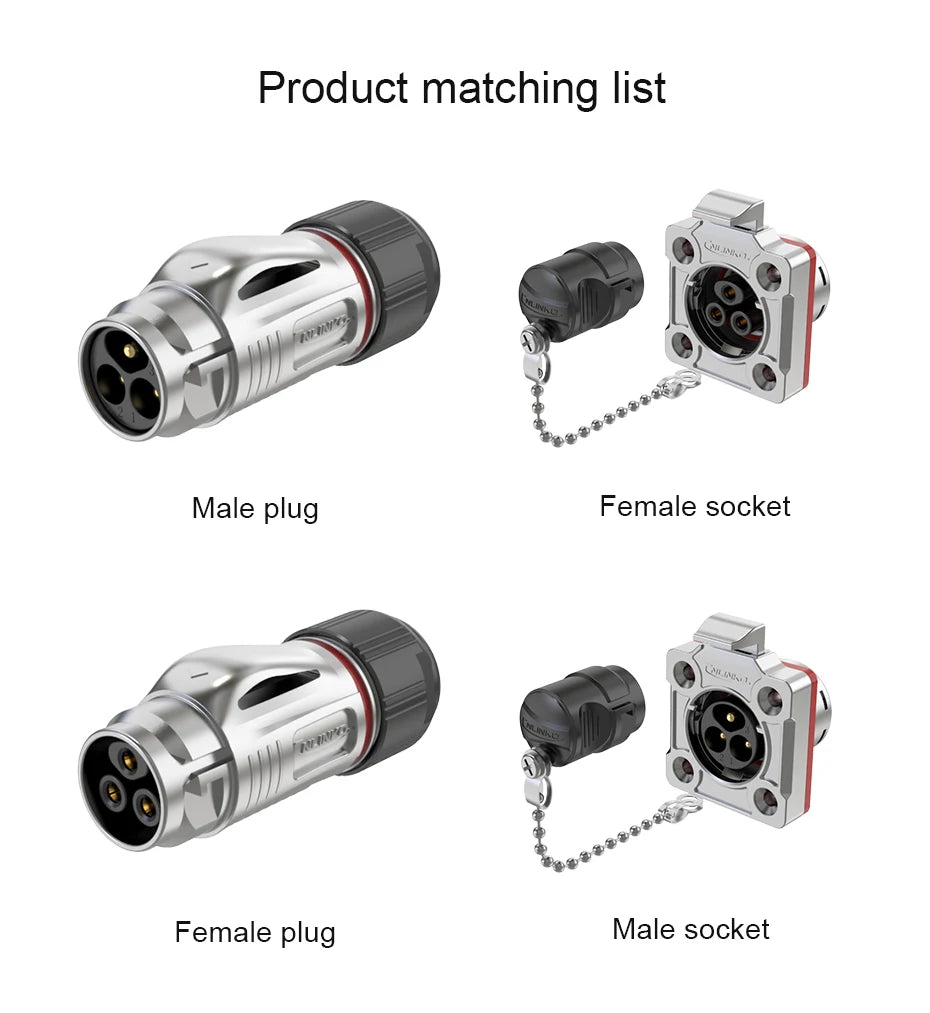 CNLINKO Waterproof Industrial BD20 Aviation Connector 2 3 4 5 7 9 12 14 Pin Plug and Socket Panel Mount Metal Wire Connectors