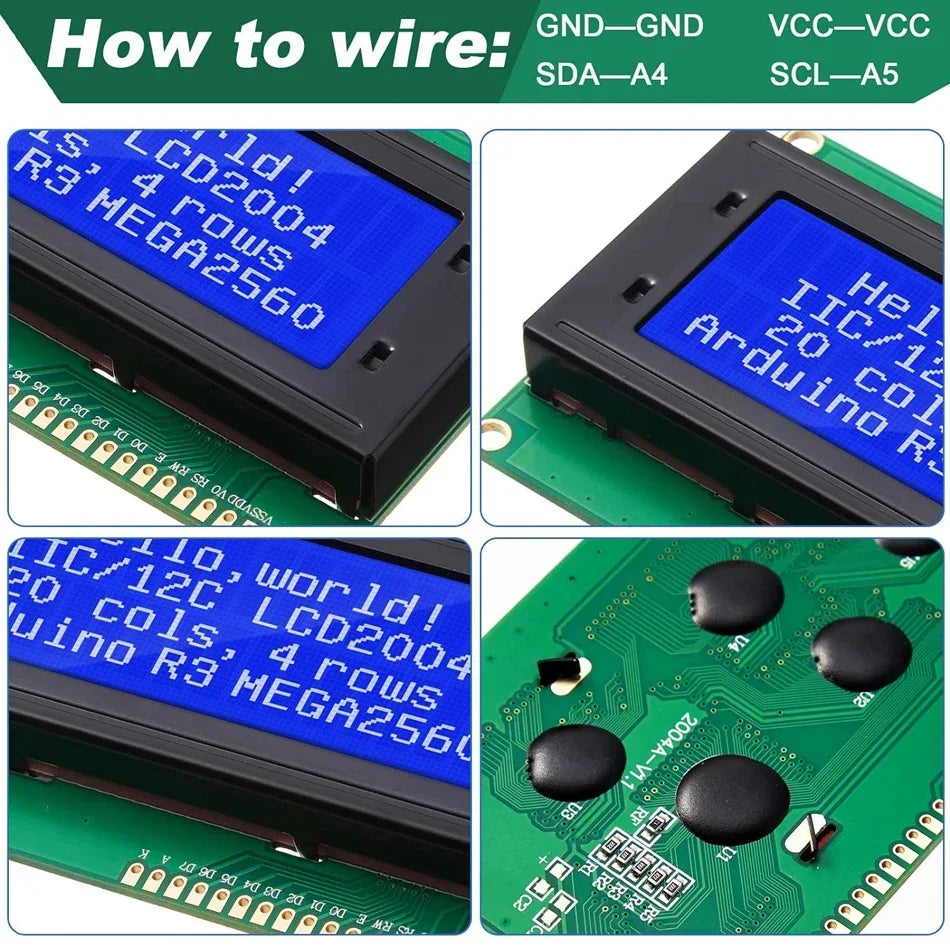 LCD2004+I2C 2004 20x4 2004A Blue/Green screen HD44780 Character LCD /w IIC/I2C Serial Interface Adapter Module For Arduino