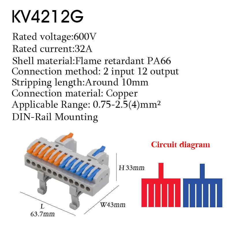 Wire Connector Electrical Cable Terminals Blocks Universal Quick Conductor Splitter Push-in LED Tool Mountable Rail Junction Box
