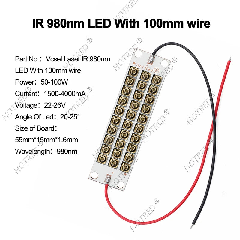 50W 100W IR Led Diode High Power Infrared 3535 Vcsel Laser Chip Beads 808nm 850nm 940nm 980nm 1064nm Lamp Light Sensor Monitorin