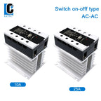 LCTC Three-phase Solid State Relay DC to AC AC to AC With Radiator 10A 25A On-off SSR 3-32VDC 24-480VAC