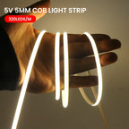 DC 5V USB COB Strip 3MM 5MM 8MM White/Pink/Red/White/Yellow/Ice Blue/Green Flexible Ribbon Rope Home Decor TV Backlight