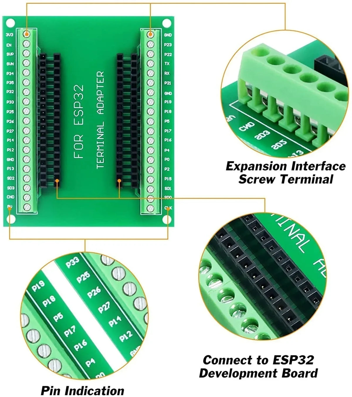 ESP-WROOM-32 Microcontroller Development Board ESP32 Expansion Breakout Board GPIO 1 into 2 for 38PIN Narrow Version