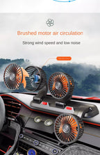 Car Fan 5V 12V 24V Car Cooling Fan 360° Adjustable Dual Head Air Fan USB 2Speeds Automotive Electric Fan For Dashboard RV Truck