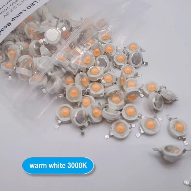 10-100pcs 1W 3W High Power LED Light-Emitting Diode LEDs Chip SMD Warm White Red Green Blue Yellow SpotLight Downlight Lamp Bulb