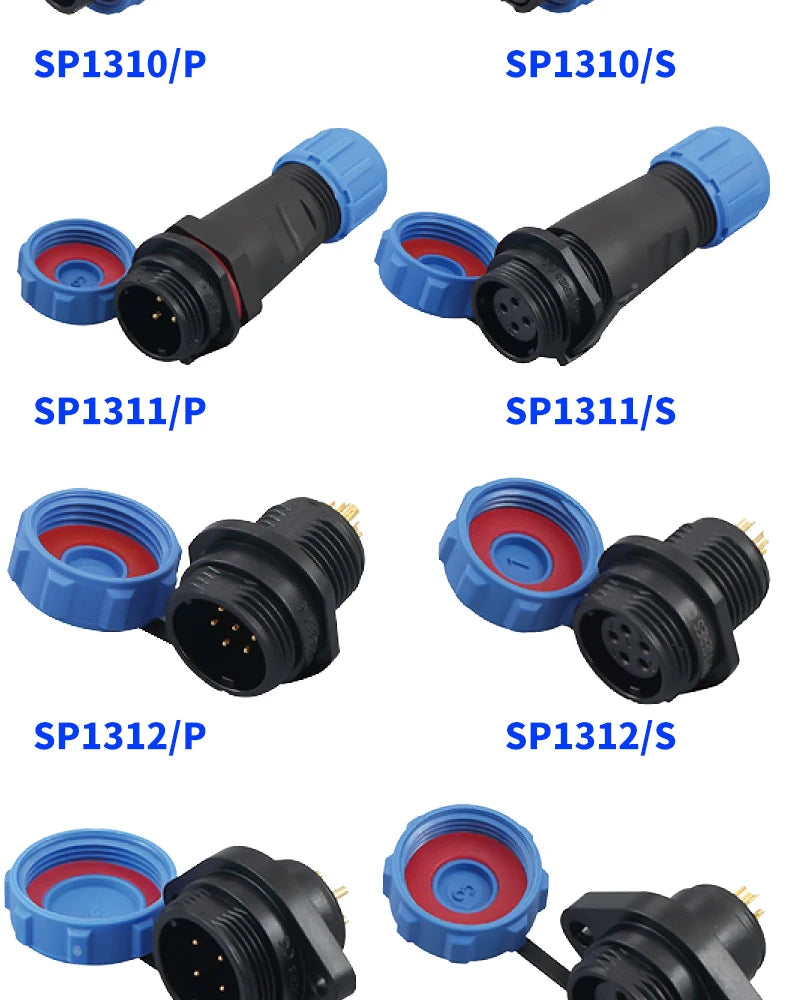 SP13 Waterproof Connector Male Plug & Female Socket Panel Mount Wire Cable Connector Aviation Plug IP68 2/3/4/5/6/7/9 Pin GBDQA