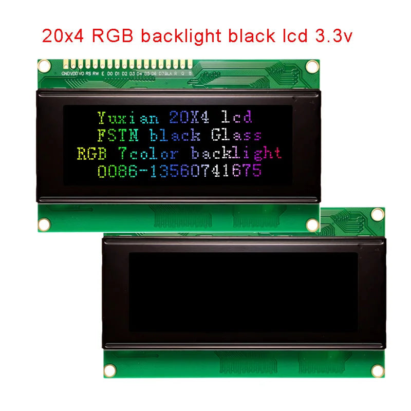 2004A 20x4 IIC I2C LCD Display Blue White Green Screen RGB Backlgiht Black Character 3.3V or 5V 98X60mm