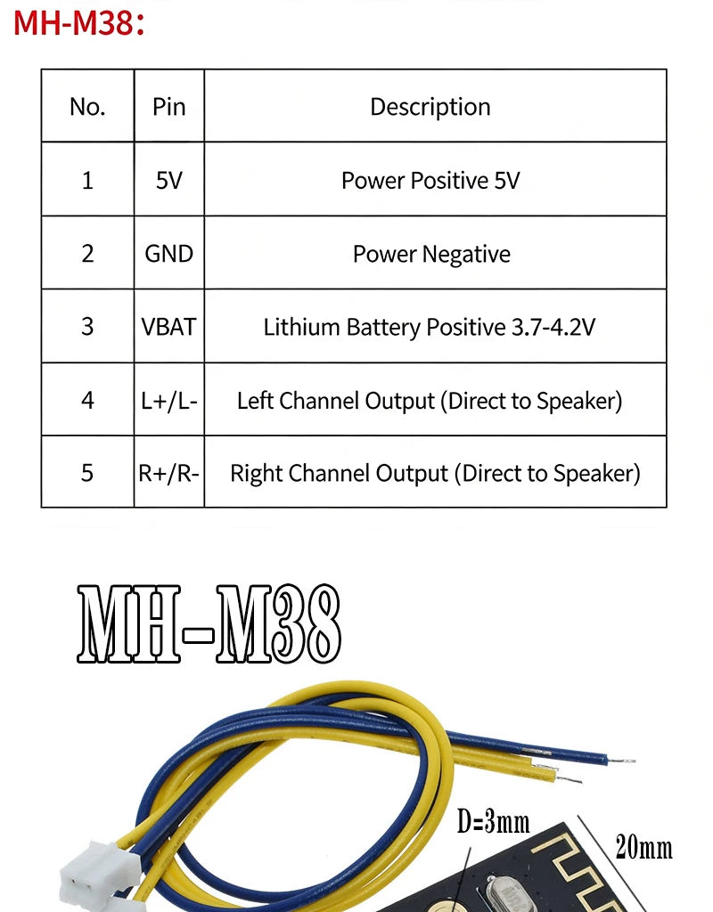 MH-M18 MH-M28 MH-M38 Bluetooth 4.2 Audio Receiver Module Wireless Stereo Music Board Type-C Micro USB