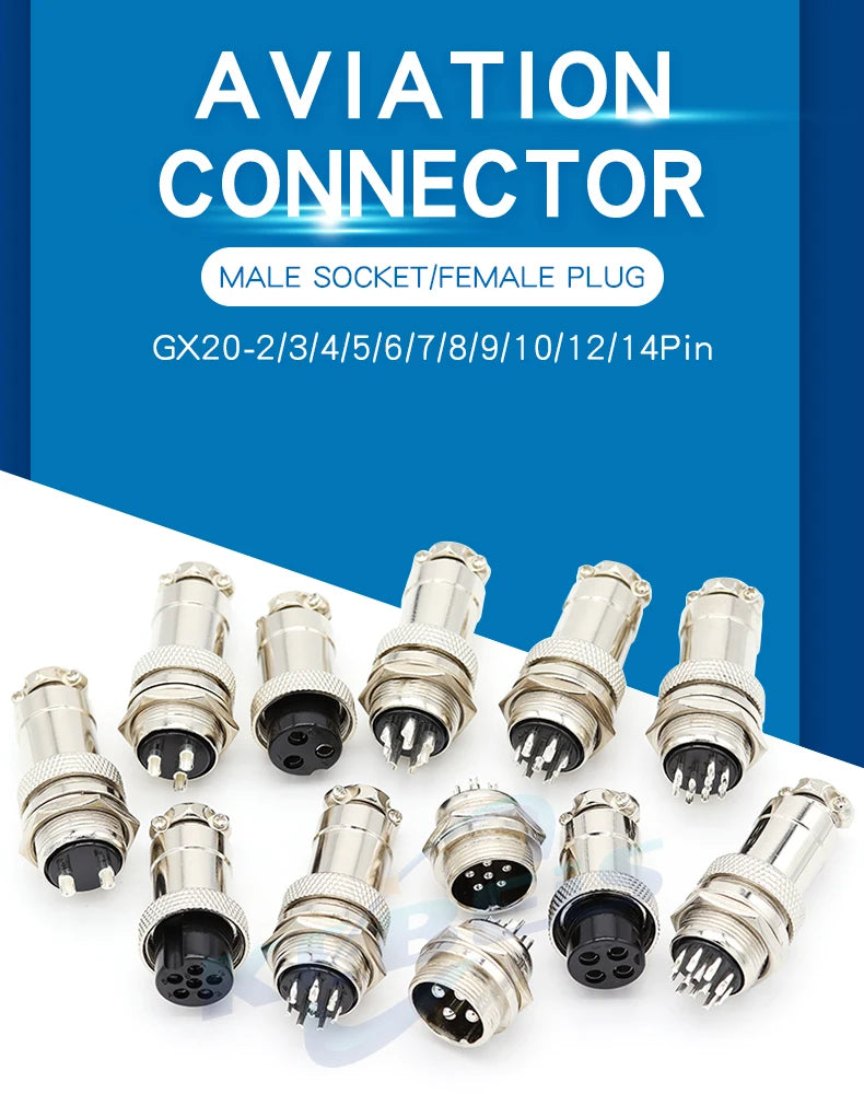 1set GX20 aviation plug and socket connector GX20-2/3/4/5/6/7/8/9/10/12 core connector connector 20mm