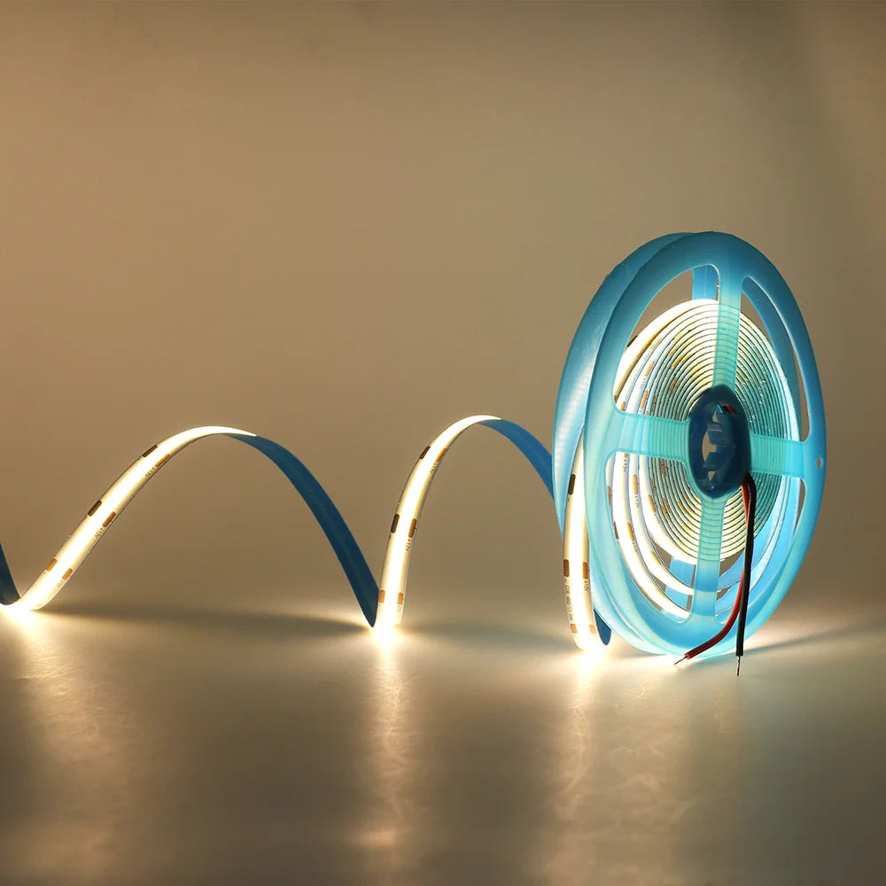 DC 12V 24V COB LED Strip Light 320 480 528 LEDs Flexible Tape High Density Linear Lighting Warm White 8mm PCB 0.5m 1m 2m 5m 10m