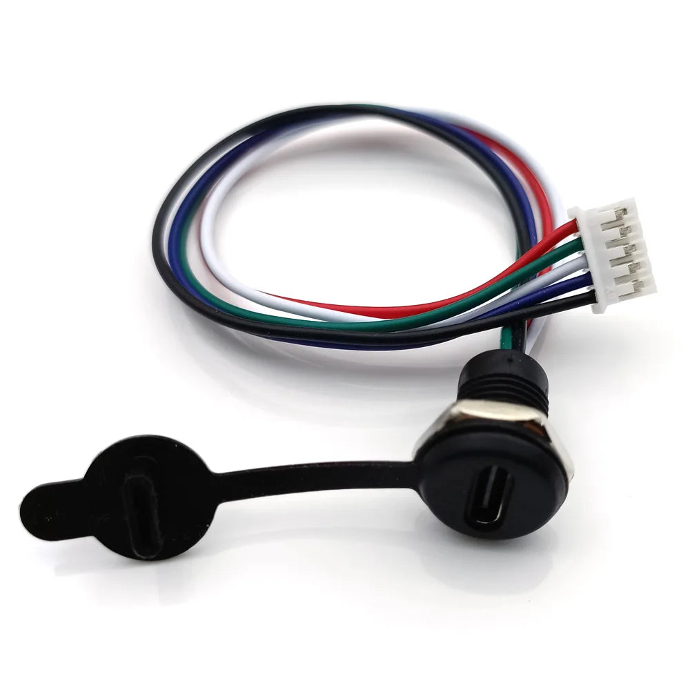 USB-C 3A High Current Charging Socket With Nut Snap Lock Plate USB C TYPE-C Female Type C Waterproof Female Connector Jack