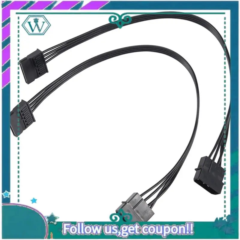 Upgraded Molex IDE 4 Pin Male To 15 Pin Female SATA Power Converter Adapter Cable Hard Drive HDD SSD Power Extension Cable,2 Pac