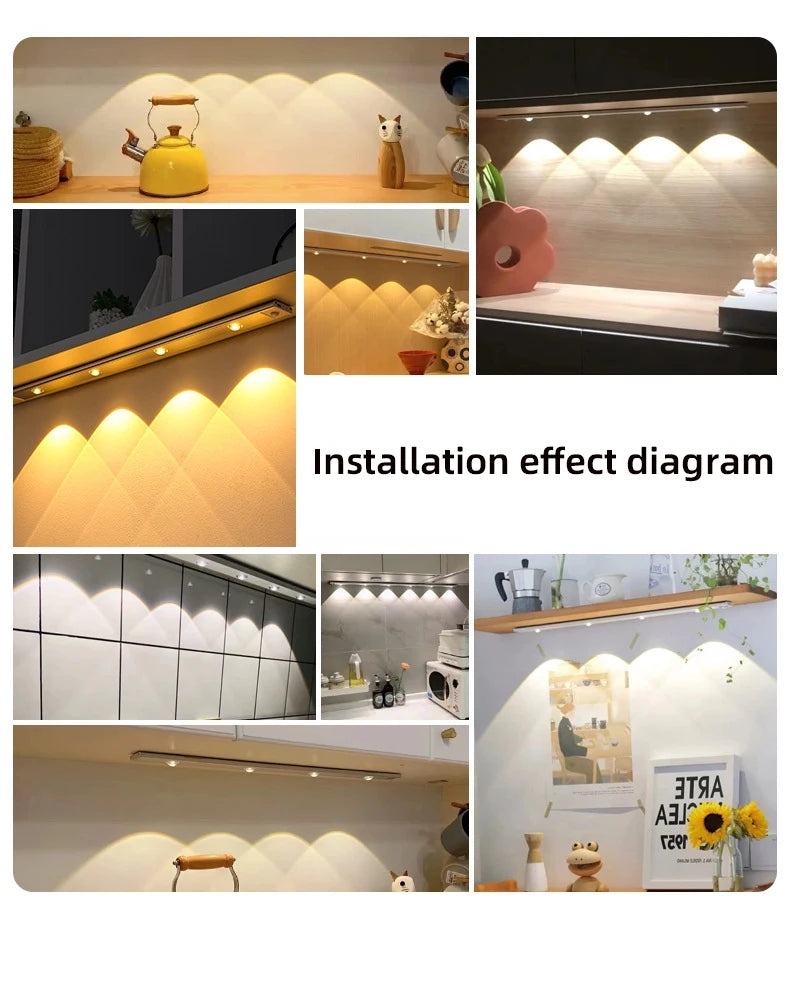 Night Light USB Motion Sensor Wireless Ultra Thin LED Wine cooler Light For Kitchen Cabinet Bedroom Wardrobe Cabinet Lighting