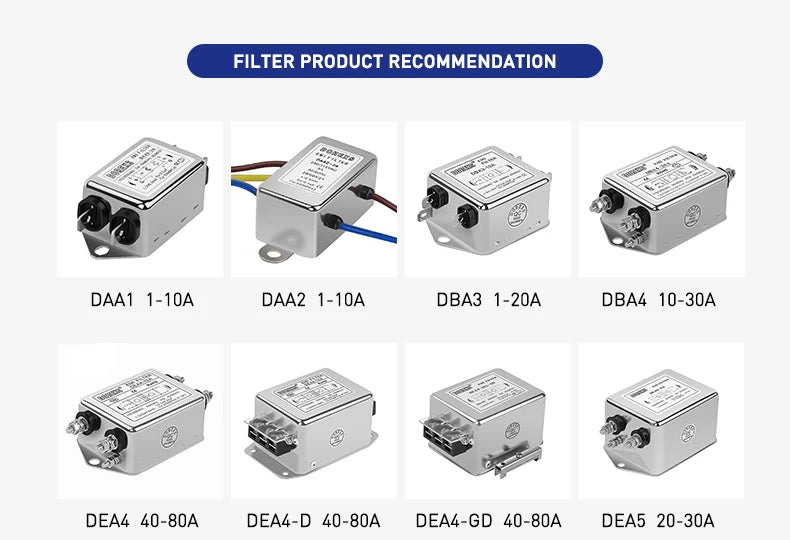 Inverter EMI Filter 15-50a 380/440VAC 50/60Hz Three Phase Power Line Noise Filter CE RoHS Compatible VFD RFI (LC RC Networks)