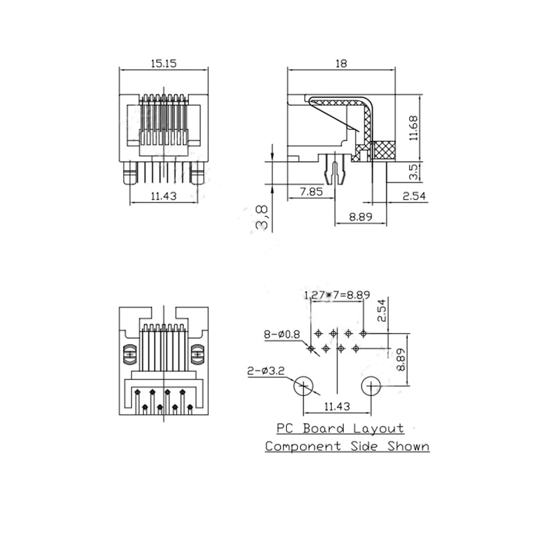 10PCS Telephone Socket Connector RJ11 RJ12 RJ45 Telephone Wifi Female Socket 2pin 4pin 6pin 8pin 4P4C 6P6C 6P4C 8P8C RJ45 Jack