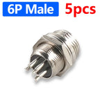 5Pcs GX12 Aviation Connector Plug Socket 2/3/4/5/6/7 Pin Male Female Panel Mount 12mm Circular Metal Wire Adapter Nut Type