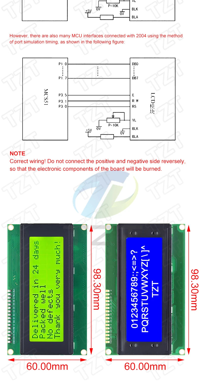 TZT LCD1602 LCD 1602 2004 12864 module Blue Green screen 16x2 20X4 Character LCD Display Module HD44780 Controller