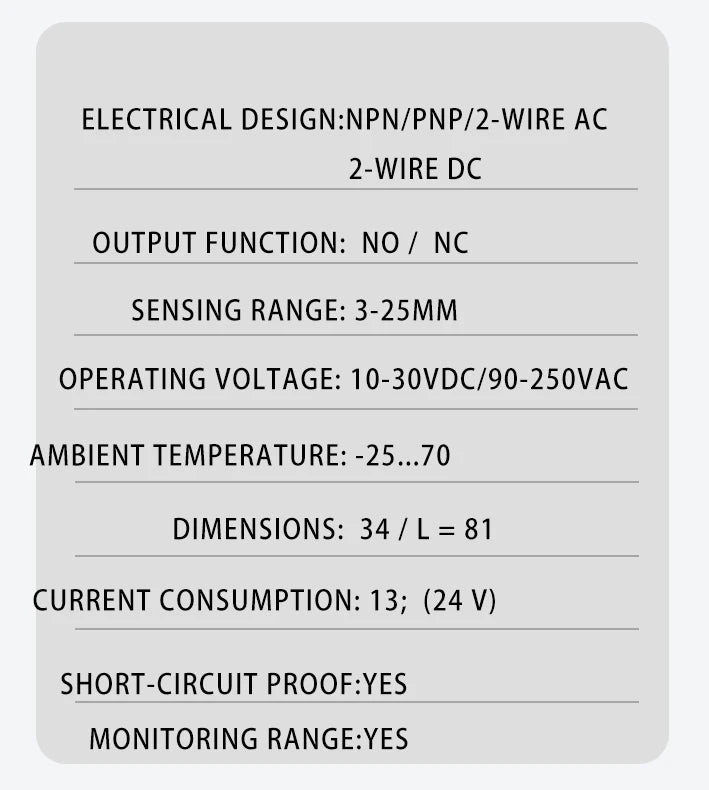 M30 Capacitive Proximity Switch Sensor 1-25mm Detection Distance DC 3-Wire Material/Liquid Level Detection NO/NC 2-Wire 220V