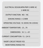 M30 Capacitive Proximity Switch Sensor 1-25mm Detection Distance DC 3-Wire Material/Liquid Level Detection NO/NC 2-Wire 220V