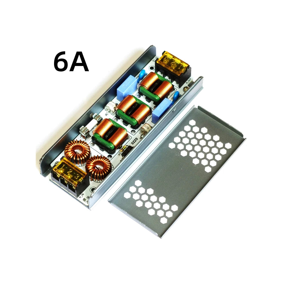 6A 10A AC EMI Filter 4-Stage Electromagnetic Interference Suppressor Power EMC Audio Amplifier Purifier Current Sound 110V 220V