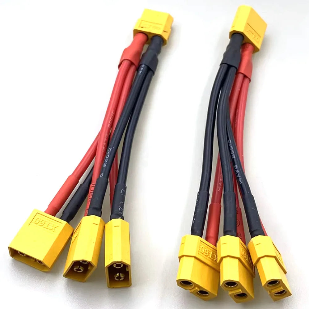 T Plug XT60 XT90 Parallel Battery Connector Male/Female Double Extension Cable Y-Divider/RC Battery Motor3-Way 10AWG 12AWG 14AWG