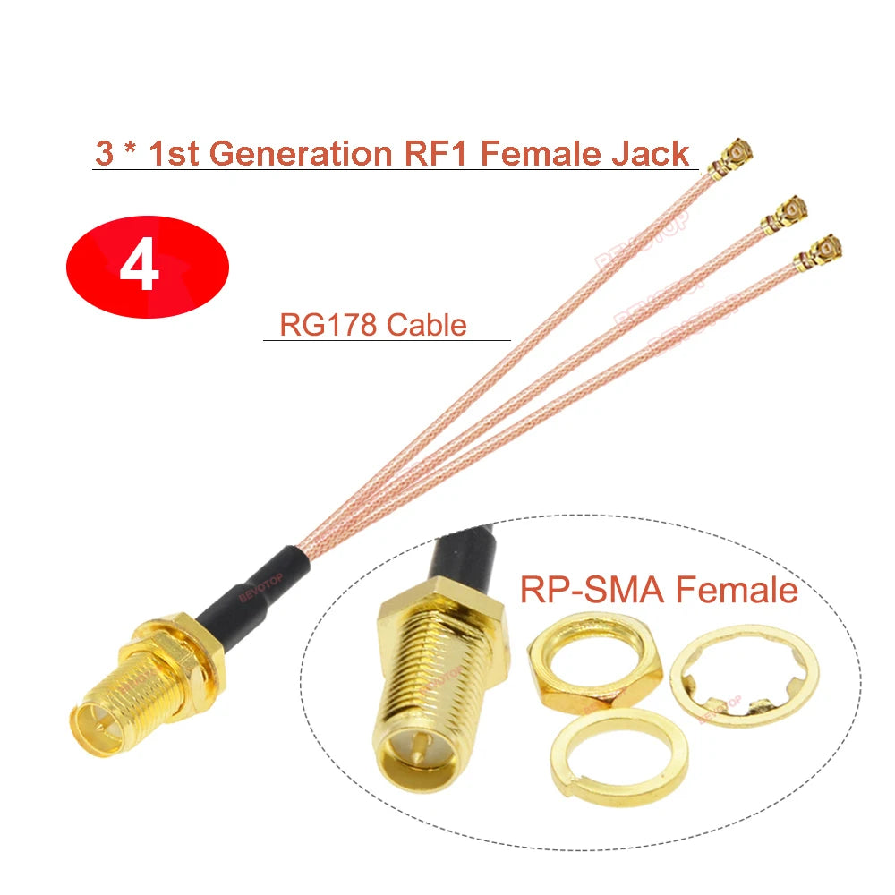 1PCS SMA to IPX Splitter Cable RP-SMA/SMA Female to 2/3/4x RF1 1st Generation Female Jack RG178 Pigtail Antenna Extension Jumper