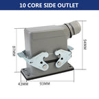 Rectangular Heavy Duty Connectors HDC HE 4 6 8 10 16 20 24 32 48 Core Pin 16A Waterproof Aviation Plug Top Side Line Connector