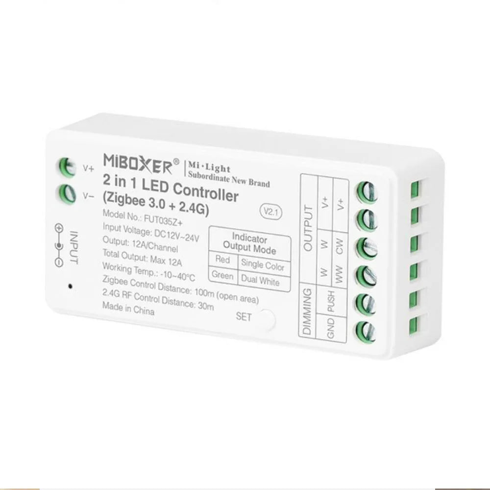 ZL5 FUT089Z Miboxer Zigbee 3.0+2.4G 5 in 1 LED Strip Controller For Single Color/Dual White/RGB/RGBW/RGB+CCT 2.4G Remote Control