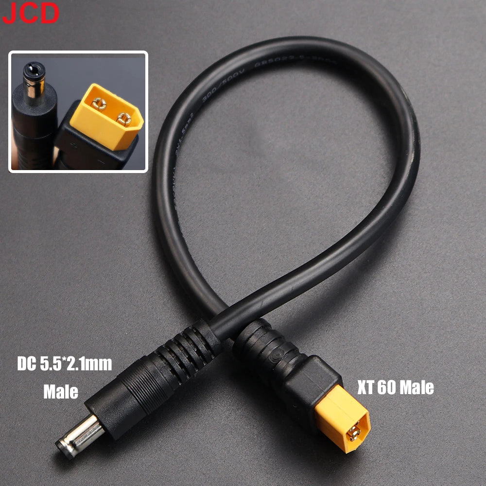 JCD 1pcs 10A Ultra-soft XT60 Plug Male Female Connector to DC 5525/DC5521 Power Cable for Fly Multirotor Field Repairs Apply