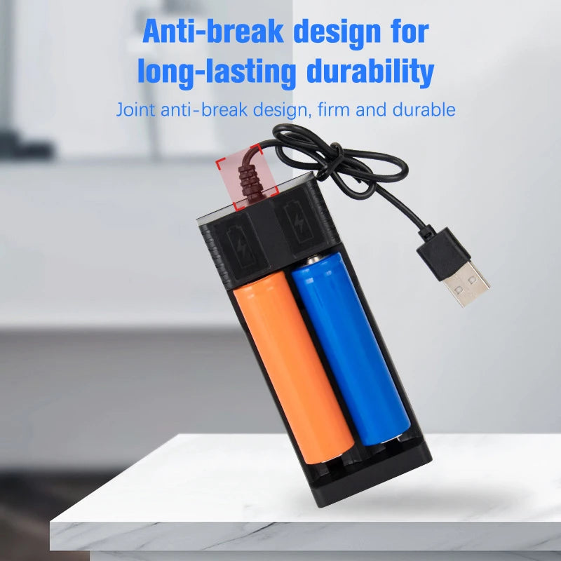 2-Slot Smart 18650 Battery Charger - USB-C Powered Lithium Ion Charger with LED Indicators, Universal Compatibility