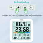 Thermometer Sensor with Backlit LCD Digital Magnetic Clock Easy To Read Home Weather Station for Humidity Gauge Meter Sensor