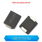 20PCS M1 M2 M4 M7 S4 SMA 1A 1N4001 4002 4004 4007 SS12 SS310 RS1M RS2M ES1D ES1J US1M SMD Schottky Rectifier Diode DO-214AC