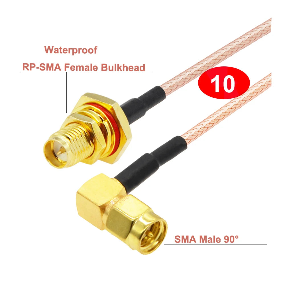 RP-SMA Male to Waterproof SMA Female Bulkhead RG316 Cable 50 Ohm RF Coaxia Pigtail WIFI Router Antenna Extension Cord Jumper