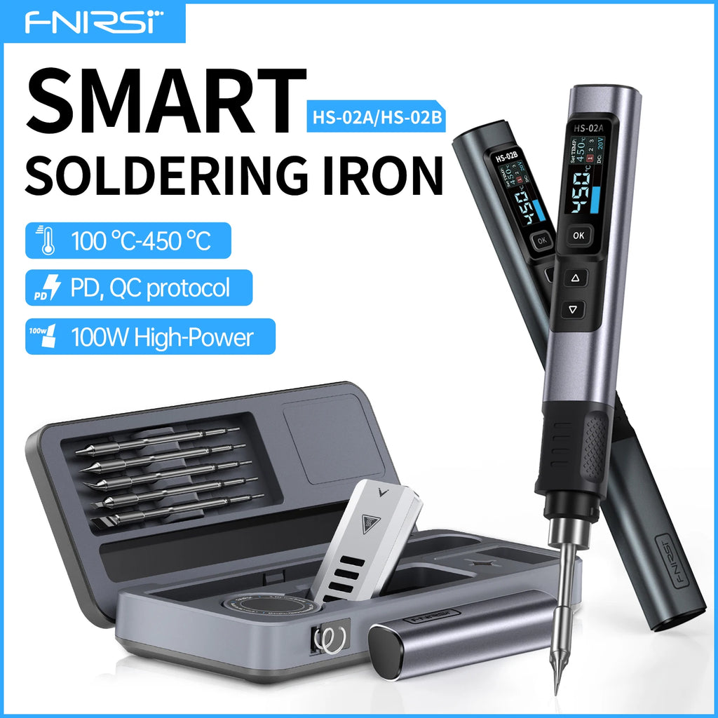 FNIRSI HS-02  Smart Soldering Station 100W Electric Soldering Iron Adjustable Constant Temperature Fast Heat Solder Iron Kit