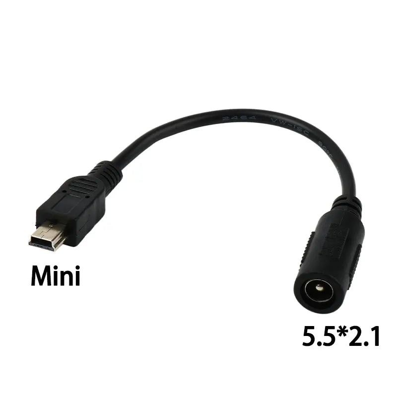 5.5*2.1mm DC Power Plug Waterproof Jacket Female To Micro USB / Mini USB / Type C Male Adapter Cable