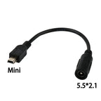 5.5*2.1mm DC Power Plug Waterproof Jacket Female To Micro USB / Mini USB / Type C Male Adapter Cable