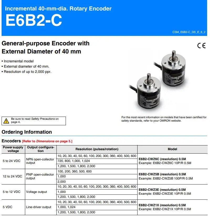 Omron E6B2-CWZ6C E6C2-CWZ6C 100 200 360 500 600 1000 1024 2000P/R New and Original Rotary Encoder 2M 5-24VDC