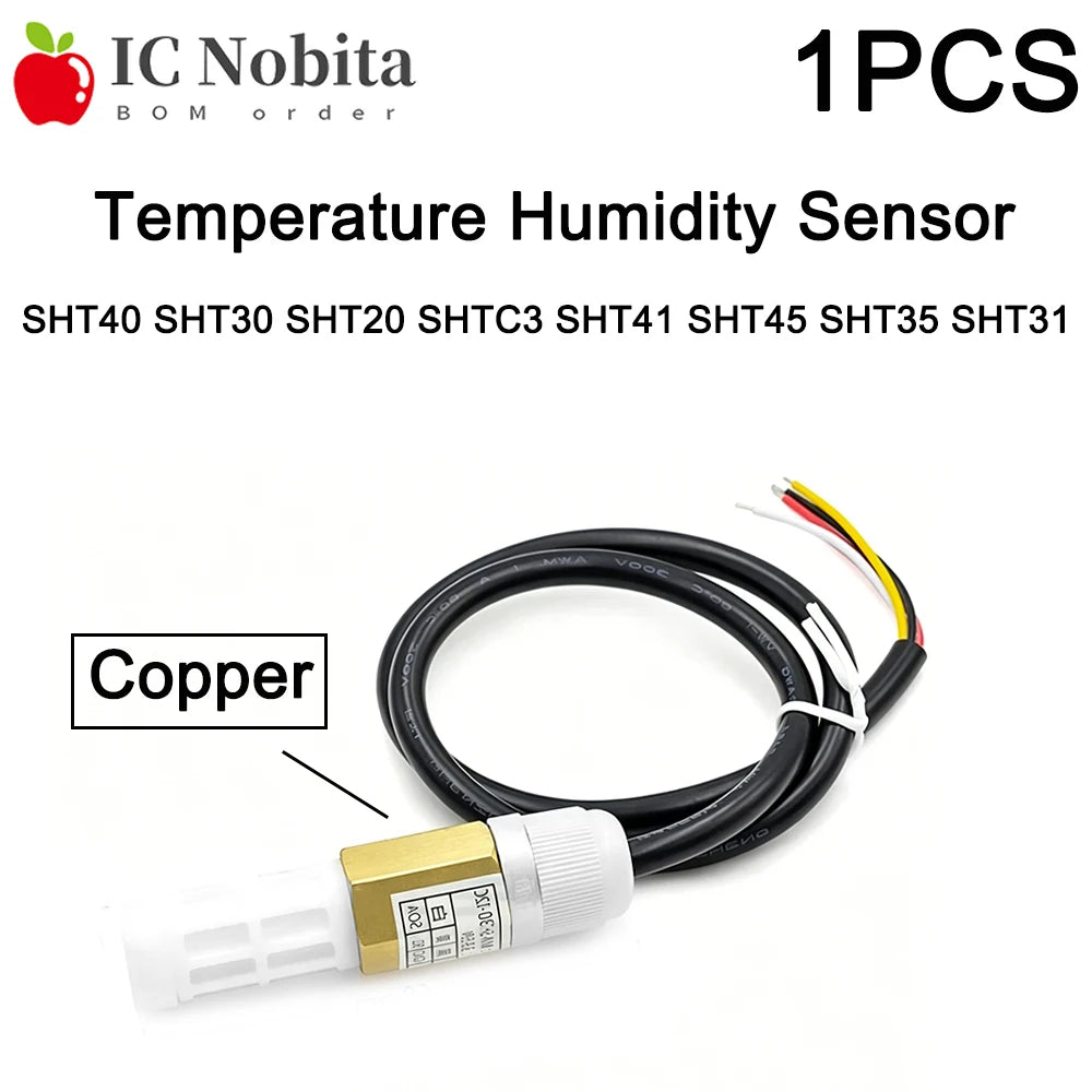 1PCS SHT40 SHT30 SHT20 SHTC3 SHT41 SHT45 SHT35 SHT31 Temperature Humidity Sensor PE Coppper I2C Probe with IIC Interface