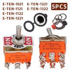 5Pcs E-TEN Toggle Switch 3/6 Pins ON-OFF ON-ON ON-OFF-ON SPST DPDT 2/3 Position Latching Toggle Switches with Waterproof Cap