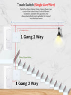 Touch Light Switch With EU Socket 1 Gang 2 Way Wall Light Switch LED Sensor Tempered Glass Interrupter EU Standard 240V