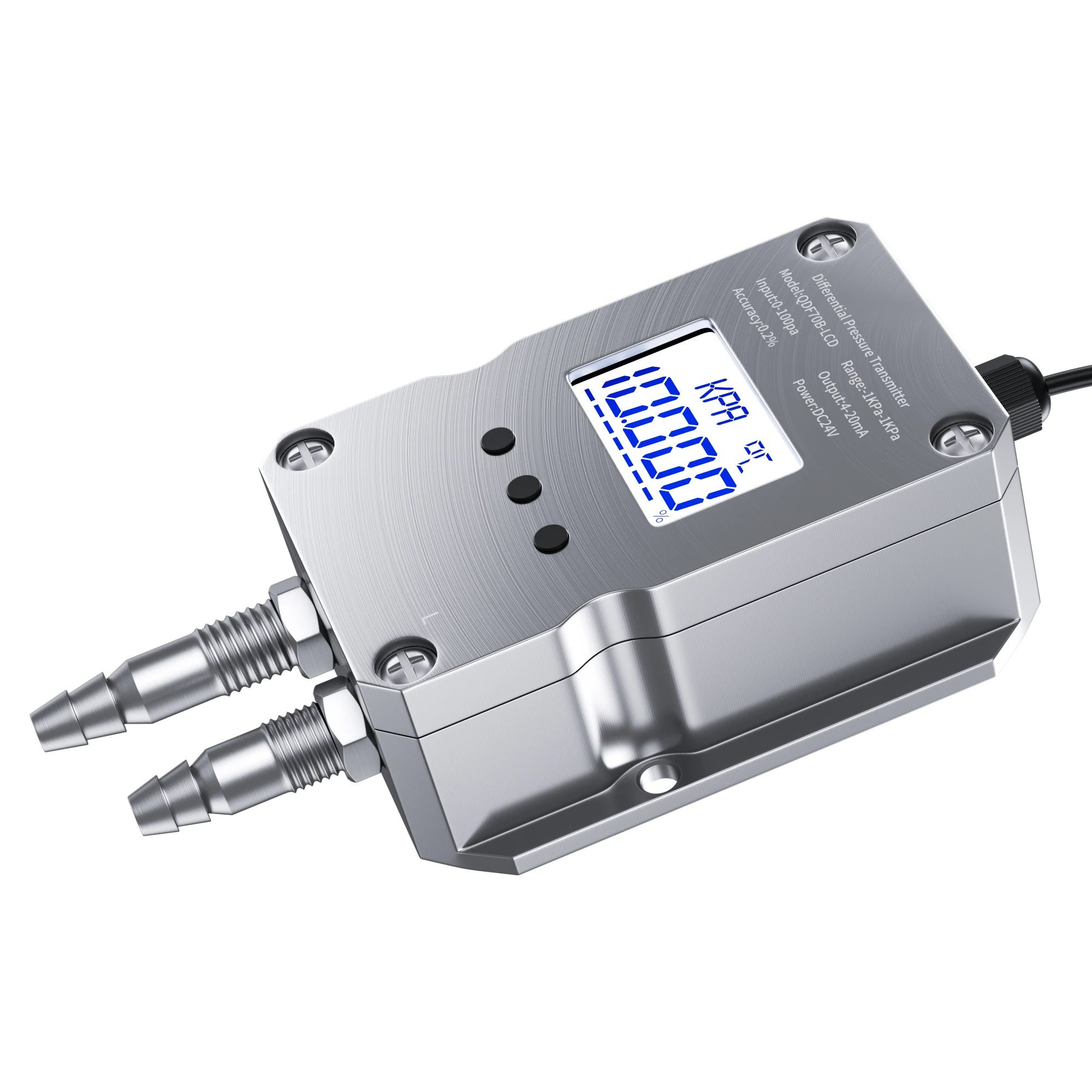 4-20mA LCD Differential Pressure Transmitter 0-10V 0-5V  RS485 Wind Pressure Sensor 1Kpa 10kp 50Pa 100Pa 500Pa 50Pa Air Pressure