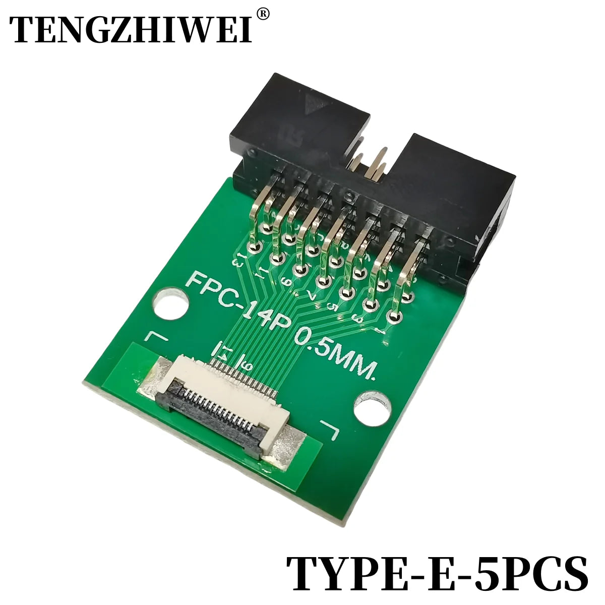 5PCS FFC/FPC Adapter Board 0.5MM-14P to 2.54MM Welded 0.5MM-14P Flip-Top Connector Welded Straight and Bent Pin Headers