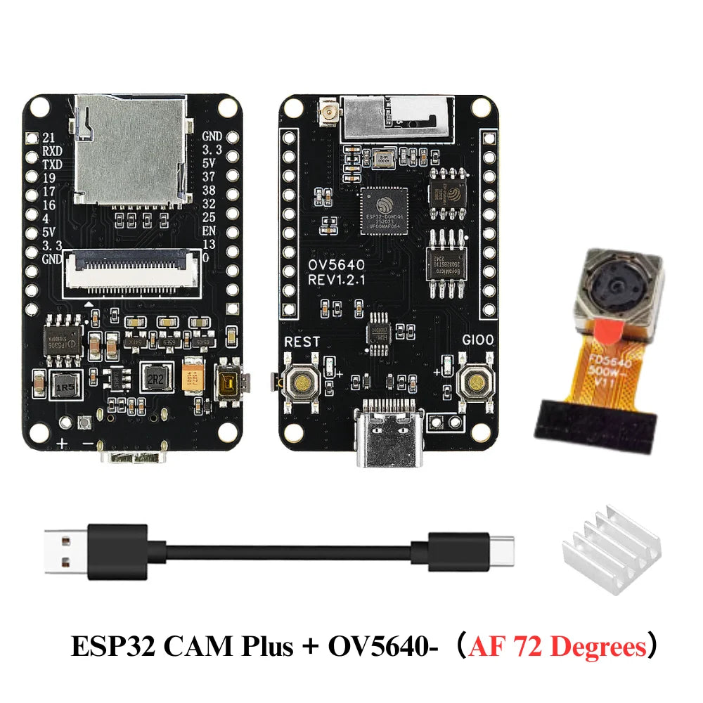OV5640 ESP32 CAM Camera Module Kit 2.4 GHz WiFi and Bluetooth Develop Board Type C 8MB PSRAM HD 5MP Auto Focus 66 120 160 Degree