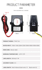 3PCS Split Core Current Transformer KCT-36 Current Sensor 100A 200A 250A 300A 400A 500A 600A Mini Current Transformer CTs