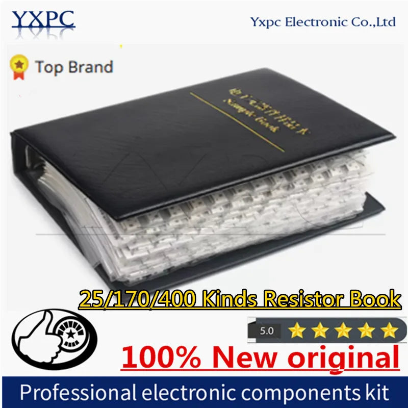 25/170/400 Kinds 2512 2010 1210 1206 0805 0201 0402 0603 Resistors 1% SMD SMT Chip Resistor 5% Assortment Kit 0R-10M Sample Book