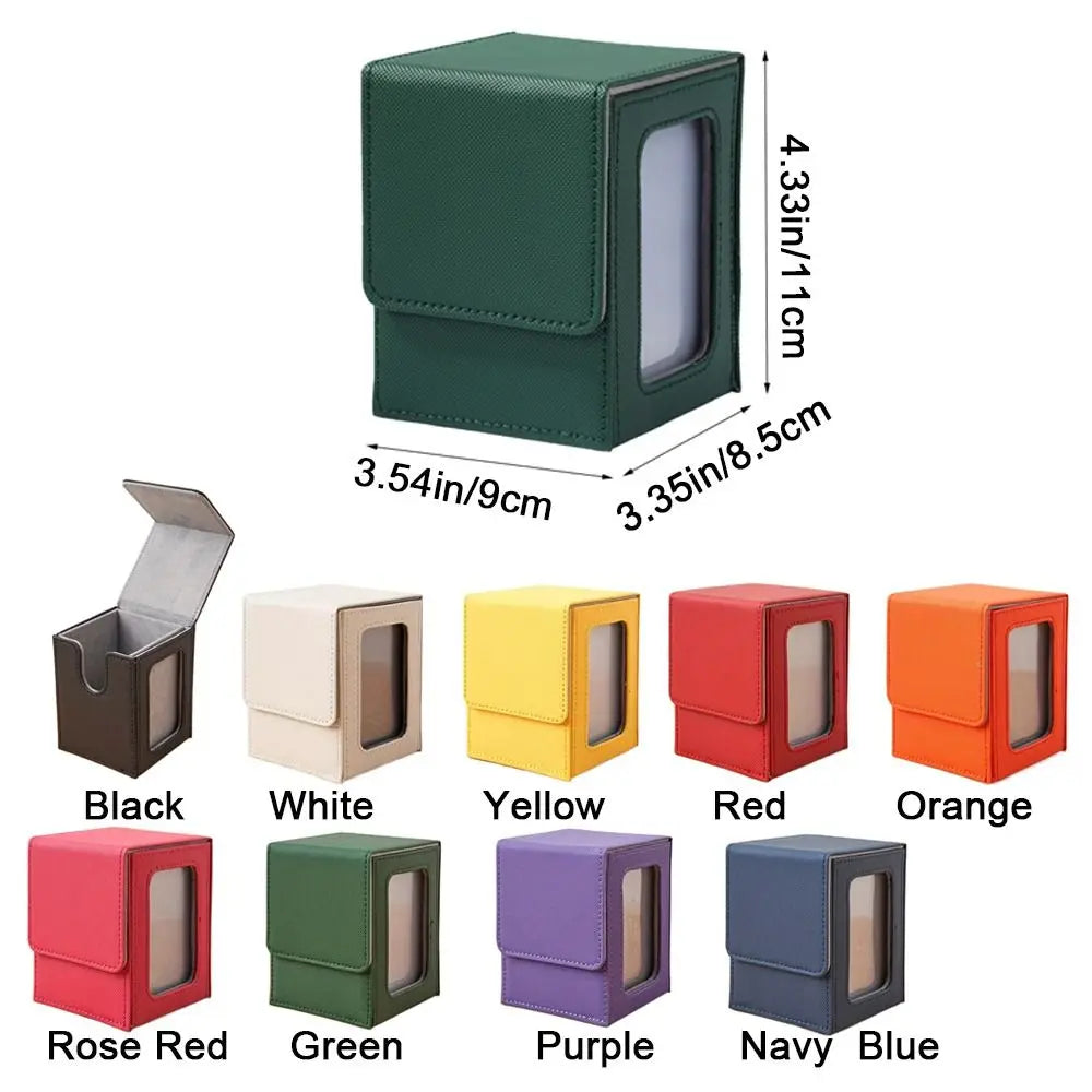 PU Window Collection Box Magnetic Closure Stain-resistant Trading Card Storage Box Moisture-proof with Lid Card Deck Box