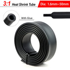 3:1 Black Dual Wall Heat Shrink Tube with Glue Dia.1.6mm - 50mm Polyolefin Insulated Wire Wrap Heat-shrinkable Sleeve For Cables
